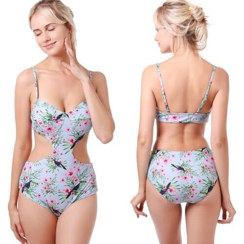 Sexy One Piece Swimsuit Women Swimwear Green Leaf Bodysuit High Cut Summer Beach Bathing Suit Swim Monokini Swimsuit Bathers