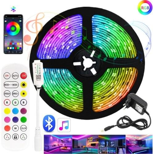 LED Strip Light RGB 5050 2835 Flexible Ribbon Fita Led Light Strip RGB 5M 10M Tape Diode DC12V+ Remote Control +Adapter For Room
