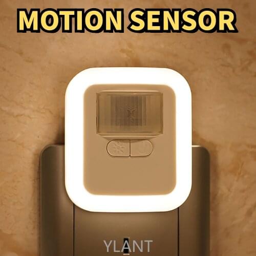YLANT LED Plug-in Motion Sensor night Light Wall Night Lamp with Brightness Lighting Time Adjustable for Living Room