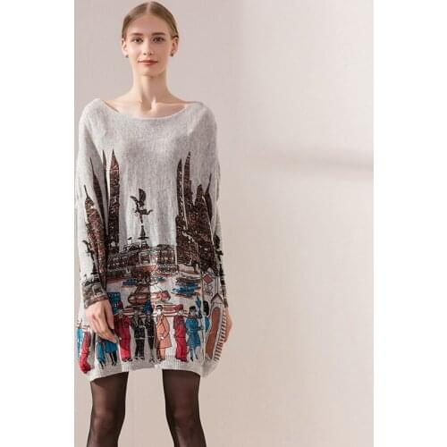 Trendy graffiti cartoon printed sweater O-neck long-sleeved fashion loose casual plus size womens blouse spring and autumn