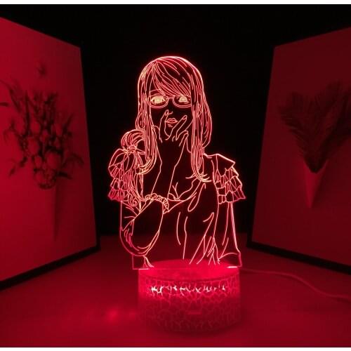 Tokyo Ghoul Anime Figure Rize Kamishiro 3D Lamp for Cool Birthday Gift Bedroom Decor Nightlight LED Night Light Dropshipping