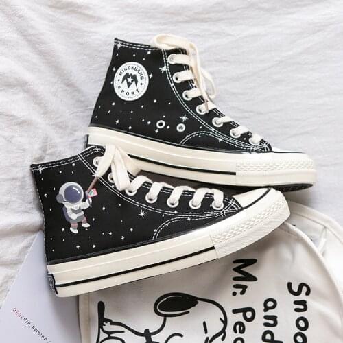 Luminous Stars High-Top Canvas Shoes Womens 2020 New Couples Korean Students Breathable Trendy Shoes ins