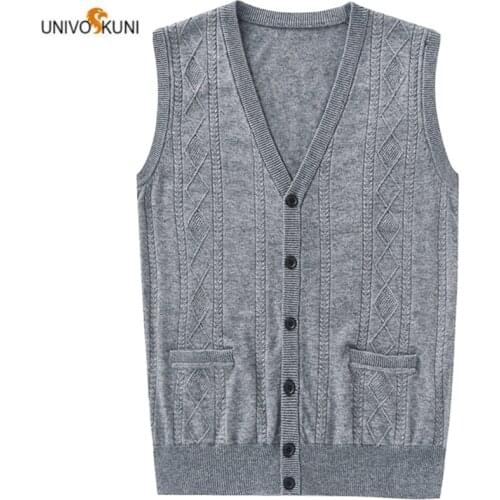 UNIVOS KUNI 2019 Mens sweater vest Newest Spring Fashion mens casual slim sweater vest 9066