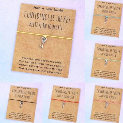 Confidence Bracelet Key Charm Lucky Red String Bracelets Key Bracelet for Women Men Lovers Wedding Jewelry Gift