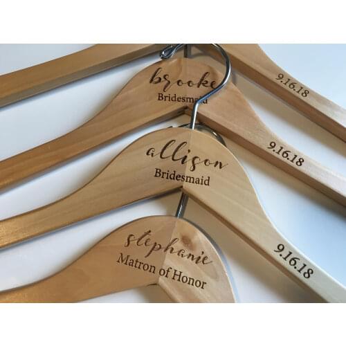 Engraved Bridesmaid Hangers , Wedding Dress Hanger,Personalized Wedding Hanger Nature Color