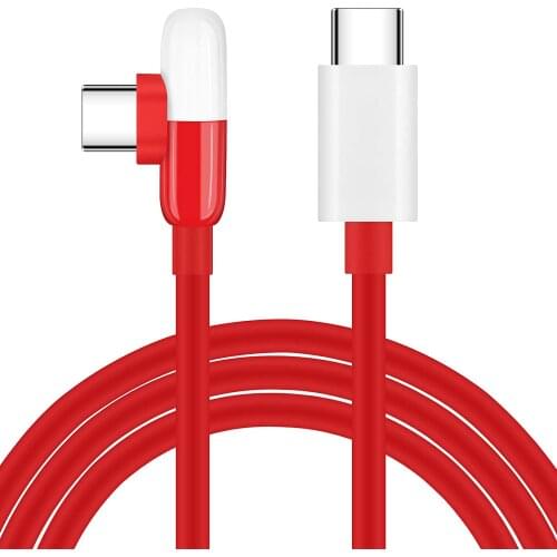 High Quality Warp Charge Cable 65 90 Degree Type-C to Type-C PD Fast Charging Right Angle Data Cable For OnePlus 8T 9 9pro 9R