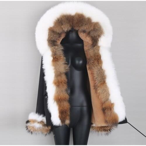 2021 Winter Jacket Women 7XL Real Fox Fur Coat Big Natural Raccoon Fur Hood Thick Warm Short Parkas Streetwear New Parka