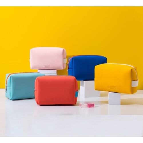 PU leather lady zipper cosmetic bag large capacity portable multifunctional cosmetic storage bag travel toiletries storage bag