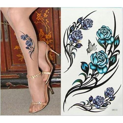 Women Waterproof Butterfly Flower Arm Leg Tattoo Sticker Temporary Body Art