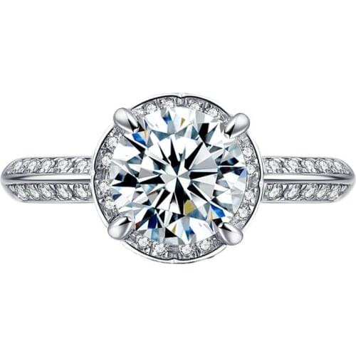 Four Prong Big Diamond 925 Sterling Silver Rings Womens Luxury Exquisite Elegant Engagement Wedding Party Anniversary Gift Fine