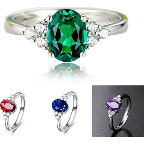 CANZE New Fashion Women Ring Simulation Emerald Diamond Ring Retro Simple Adjustable Green Jasper Ring Jewelry