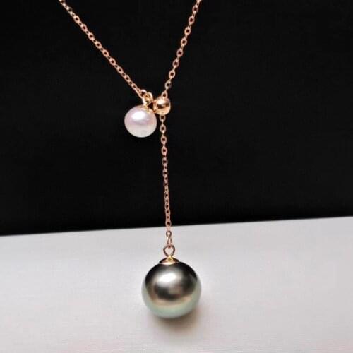 MADALENA SARARA Saltwater Pearl Tahiti Black Pearl Pendant Necklace 18k Gold Chain Women Necklace