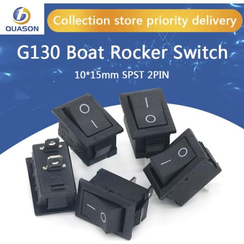 10pcs/lot 10*15mm SPST 2PIN ON/OFF G130 Boat Rocker Switch 3A/250V Car Dash Dashboard Truck RV ATV Home