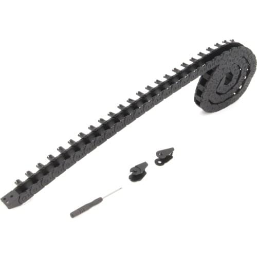 10x11mm Drag Chain Length 1Meter Open Type Black Plastic Cable Carrier R18 with 1Kit End Connectors for 3D Printer CNC Machines