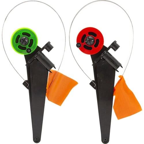 2pcs Portable Compact Winter Ice Fishing Rod Tip-Up with Colorful Flag Hands Free Winter Ice Fishing Angler Tackles Accessories