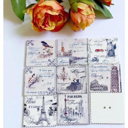 20PCs Multicolor Cute Cartoon Square Shape stamp Decorative Buttons 2 Holes Wood Buttons Scrapbooking