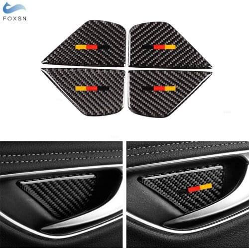 4pcs Car Styling Real Carbon Fiber Door Handle Bowl Cover Decor Trim For Mercedes Benz C Class W205 C180 C200 C300