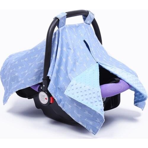 70X100cm 2layers blue grey arrow minky Baby Car Seat Blanket Newborn cradle cover Car Seat Canopy Nursing Cover stroller cover