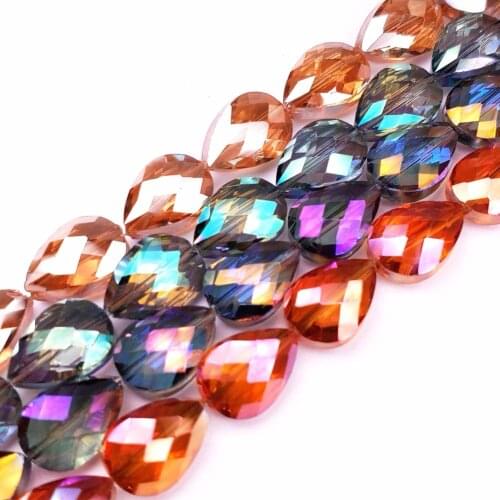 10Pcs/lot 13*18MM Plating Color Crystal Beads Teardrop, Loose Glass Beads for DIY Bracelet Jewelry Making Findings
