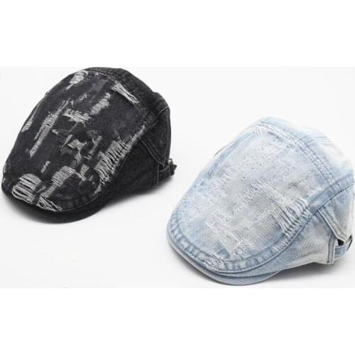 Women Men Denim Hat 2020 Adults Fashion Cool Summer Baseball Cap Beret Hat Girls Boys Distressed Denim Newsboy Cap Hat