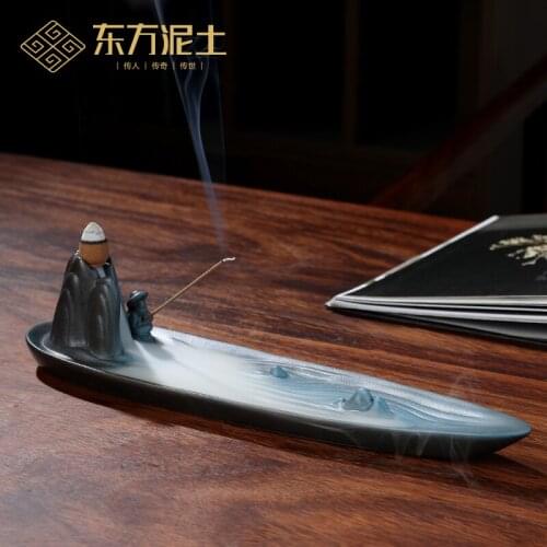 Clay ceramic zen back sweet joss stick furnishing articles home sweet indoor sandalwood aloes lie incense burner