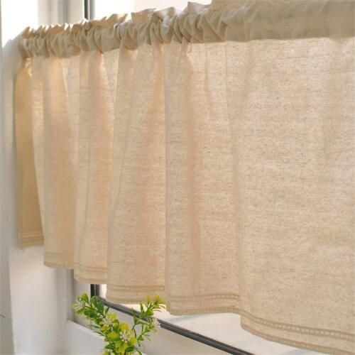 Cotton And Linen Lace Half Curtain Korean Coffee Curtain Door Curtain Cupboard Curtain Head Bathroom Bay Window Kitchen Blackout