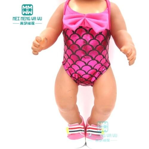 Doll clothes fit 43cm baby new born doll and american doll Mermaid Jumpsuit Swimsuit Rose, blue, purple