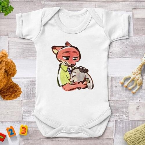 Summer Baby Rompers Newborn Jumpsuits Harajuku Zootopia Disney Cartoon Printed Baby Girl Clothes Baby Infant Outfits