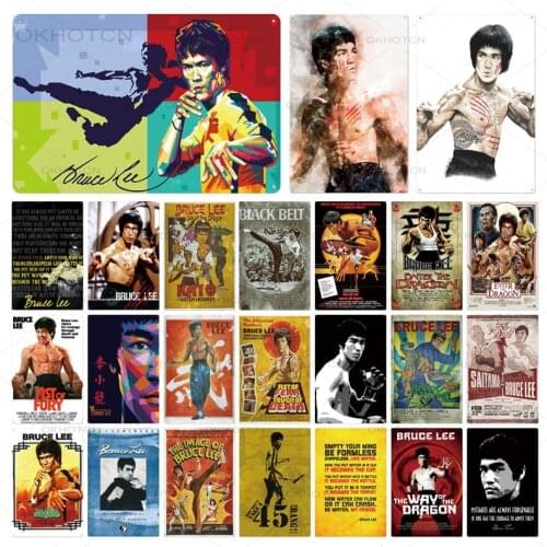 Bruce Lee Metal Poster Plaque Metal Vintage Actor Metal Sign Tin Sign Wall Decor for Man Cave Bar Pub Club