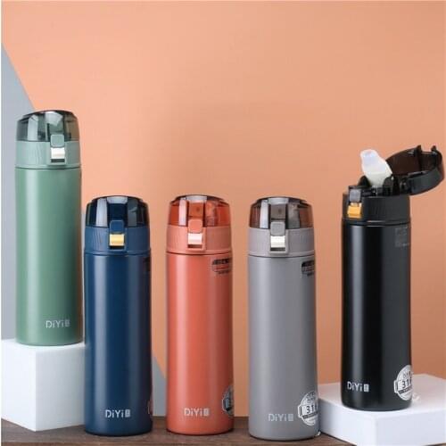 Cute Water Bottle Outdoor Sports Cups Stainless Steel Thermos Water Bottle Straw Cup Tea Infuser Bottle Coffee Mug Tumbler Cup