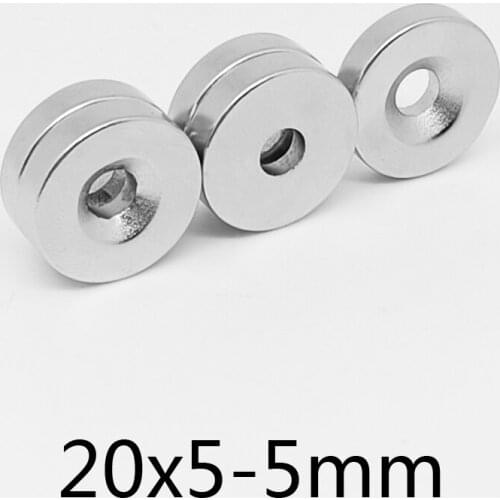 2~50PCS 20x5-5 Powerful Magnet Disc 20*5 mm Hole 5mm Round Rare Earth Magnet 20x5-5mm Neodymium Magnets Sheet 20*5-5