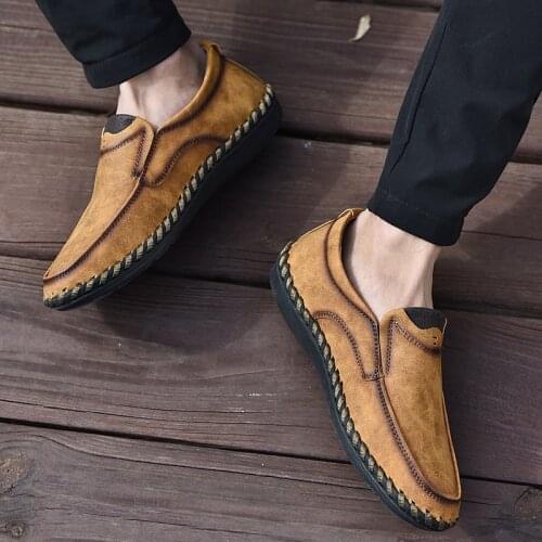 Men Casual Leather Shoes Luxury Genuine Leather Loafers Shoes Men Moccasins Fashion Slip-on Soft Flat Driving Shoes