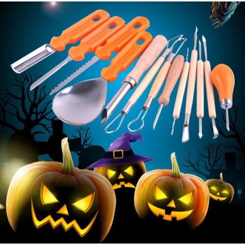 Halloween Pumpkin Carving Kit Stainless Steel Cutter Kitchen Fruit Vegetable Cutter Pumpkin Lamp Durable Carving Tools