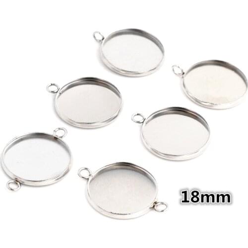 Never Fade) 18mm 20pcs Stainless Steel 3 Style Cameo Settings Cabochon Base Charms Pendant High Quality