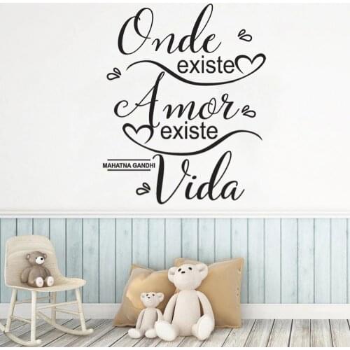 Wallpaper Onde Existe Amor Existe Vida Portuguese Quotes Removable Vinyl Wall Decals For Bedroom Decor Stickers Mural RU2258
