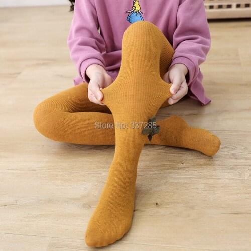 Autumn girl lovely bow tights Non-slip bottom design cotton princess baby kids pantyhose striped infant child Anti-pilling tight