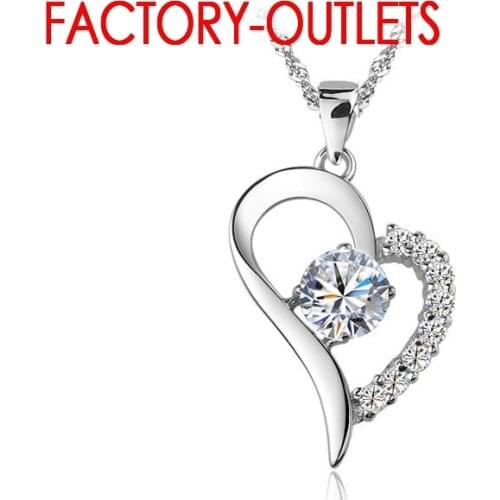 925 Sterling Silver Pendant Necklace For Decoration Fashion Romantic Style Heart Shape CZ Crystal Women Girls Party Engagement