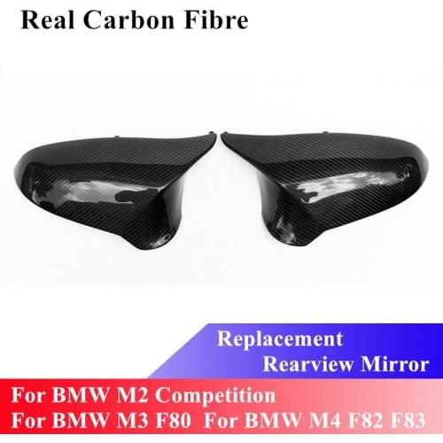 A Pair Fit for BMW M3 F80 for BMW M4 F82 F83 for BMW M2 Competition Real Carbon Fiber Mirror Cover Replacement Car Accessories