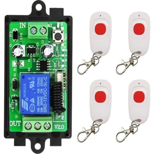 DC 12V 24V 1CH Wireless Remote Control LED Light Switch Relay Output Radio Controller RF Transmitter And 315/433 MHz Receiver