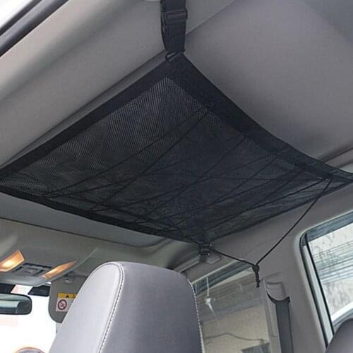 Car Roof Storage Mesh Bag Adjustable Stretchable Polyester Flexible Storage Bag for Vehicle Interior