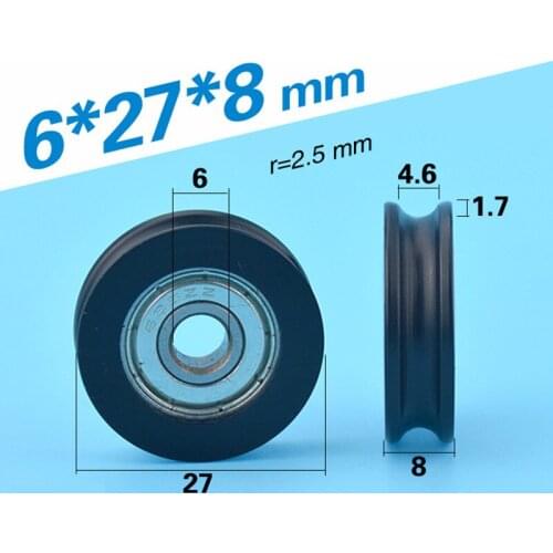 [U0627-8]Free shipping 10pcs PA66 Pulley Bearing roller wheel 6*27*8 Nylon V groove concave ball bearing