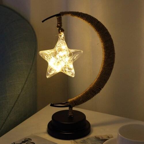 Lights led lights the stars the moon light apple birthday gift hand hemp rope, USB, wrought iron small night light