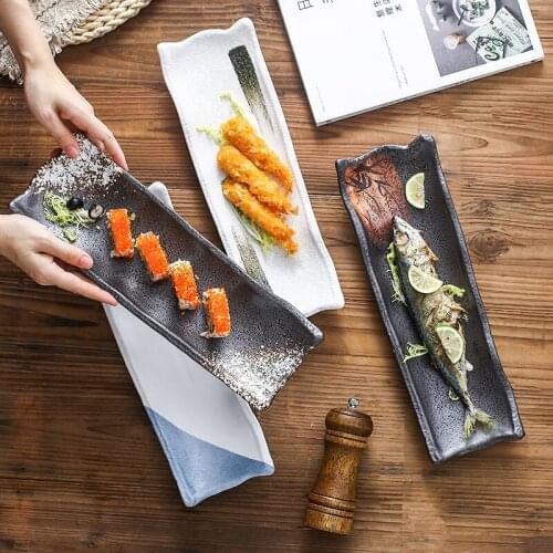 Japanese-style sushi plate personalized hotel creative tableware merchants with special-shaped long cakes and snacks ,10 inches
