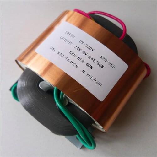 24V-0-24V 1A 2*24V R Core Transformer 50VA 220V input R40 custom transformer copper shield Power amplifier