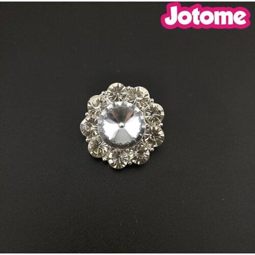 100pcs/lot Wedding Invitation Card Decoration 24mm Rhinestone Flower And Acylic Wedding Bouquet Brooch Pendant Button