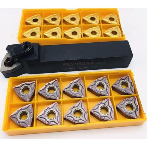 MWLNR2020K08 MWLNR1616H08 MWLNR2525M08 External Tool Holder + 10PCS WNMG080408 WNMG080404 Carbide Insert Lathe Parts Tool MWLNR