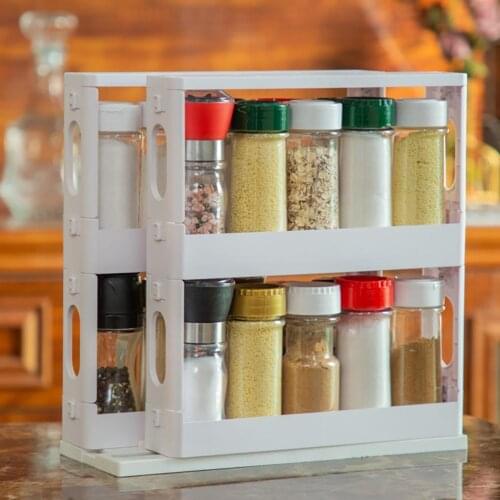 Cabinet Storage Rack Rotatable Spice Rack Organizer for Storing Seasoning Jars Cosmetics
