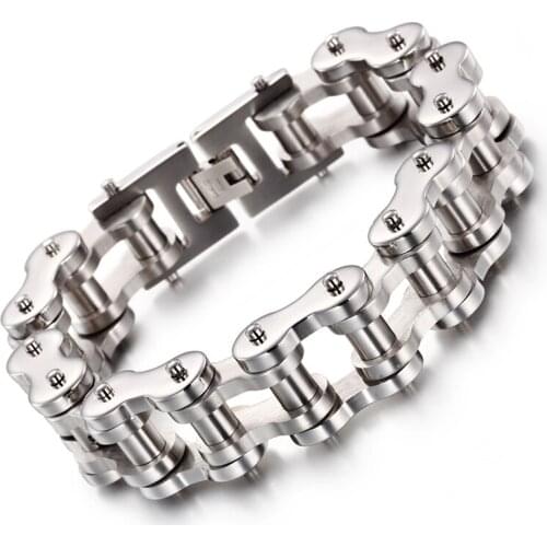 High Quality Fashion charming Motorcycle Chain Chunky Mens Stainless Steel Biker Bracelet holiday jewelry 18mm 9