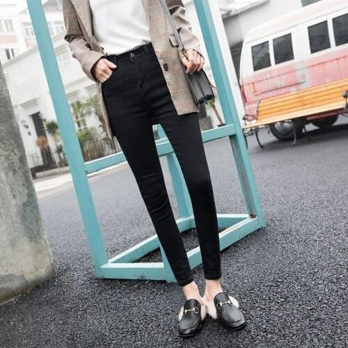 Womens 2020 New Skinny High Waist Nine-point Elastic Slim Slim Feet Jeans