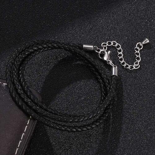 Black Braided Leather Multilayer Charm Bracelet Lobster Clasp Ajustable Rope Bracelets Women Fashion Jewelry Gifts